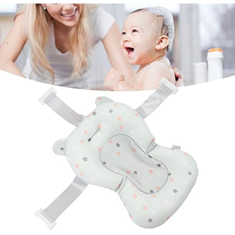 Baby Bath seat Cushion, Foldable Adjustable Infant Bath, Bathing Tub Seat Newborn Bath Anti Slip Cushion Seat for Newborn Baby (Light Blue Stars) - Image 4